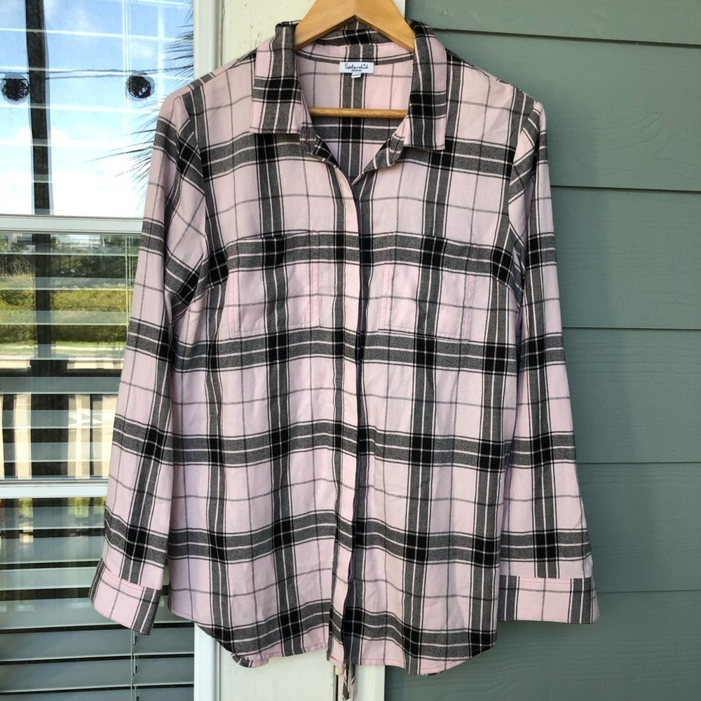 Splendid Eastridge Plaid Pink Flannel Shirt Medium